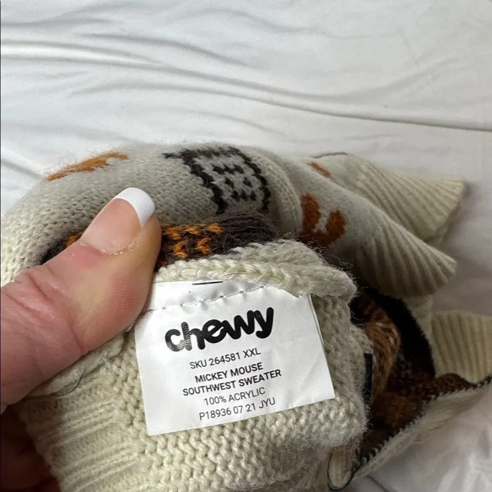 Disney Cream and Brown Chewy Mickey Mouse Southwest Pattern Cozy Sweater. Sz XXL